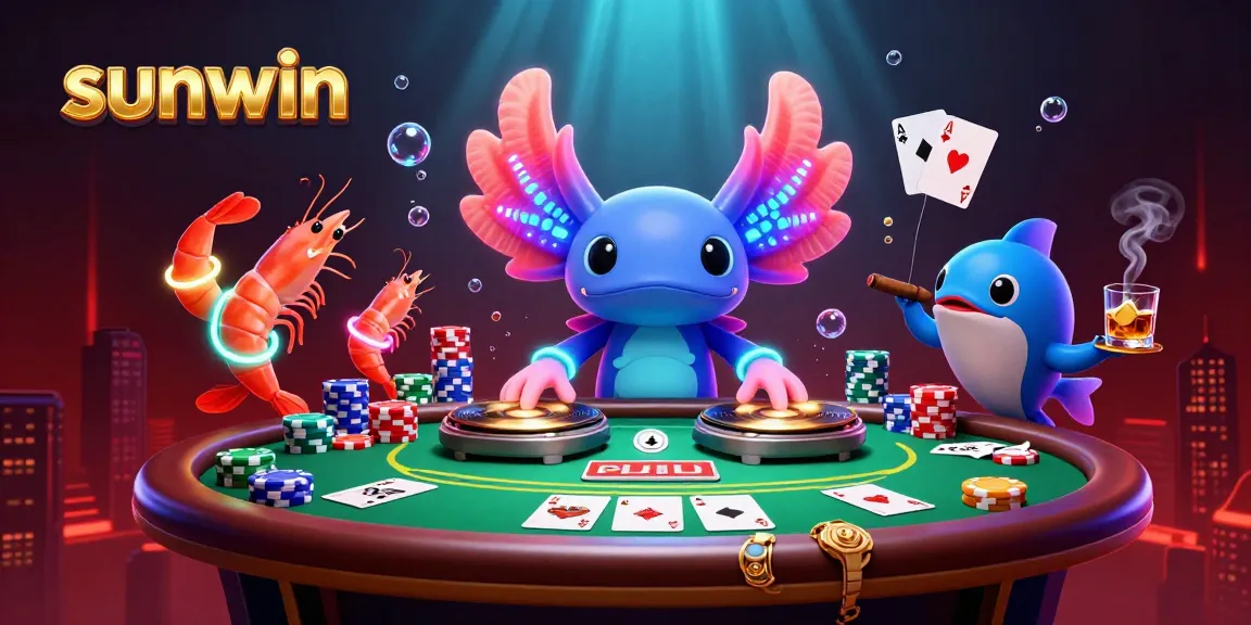 Experience thrilling gameplay with sunwin's colorful casino scene featuring vibrant characters and poker elements.