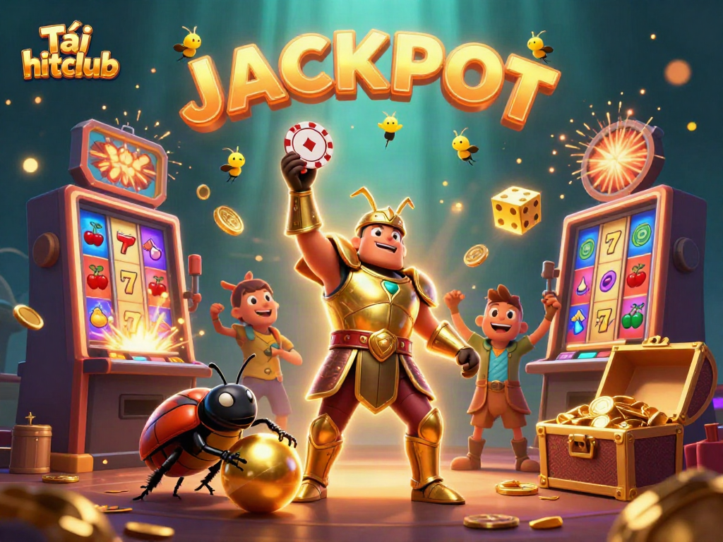 Tải hitclub with 3D cartoon hercules and scenes of a vibrant jackpot explosion