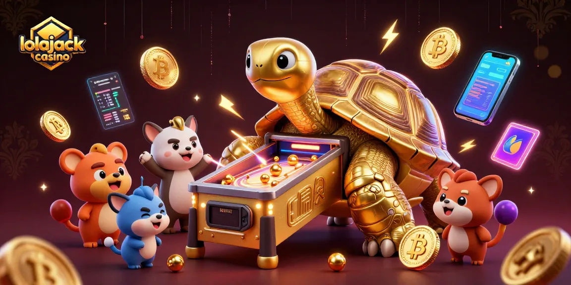 Experience fun and thrills at lolajack casino with animated characters and vibrant crypto elements.